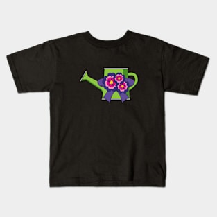 Cute Watering Can with Flowers Bouquet Kids T-Shirt